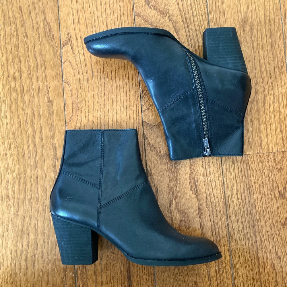 Frye leather seamed booties